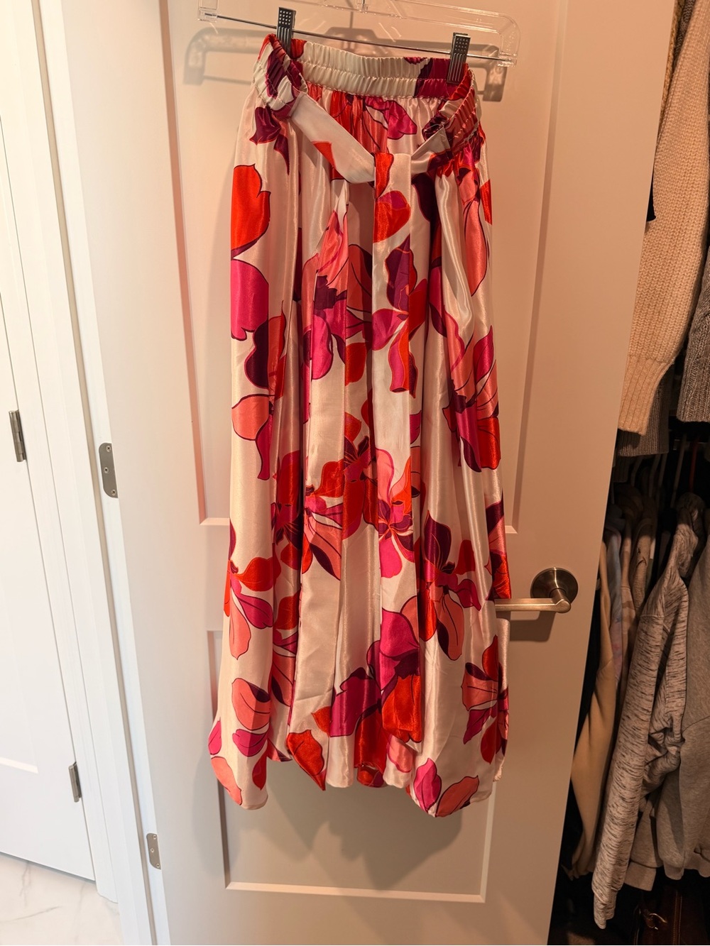 Maxi Skirt with Pink & Red Floral Print